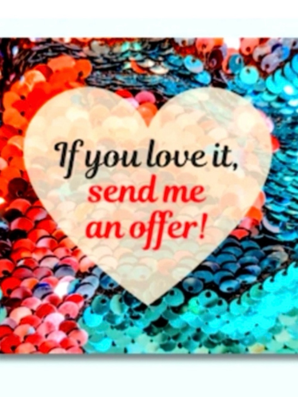 Reversible Sequin Heart Accent Pillow - Turquoise and Coral